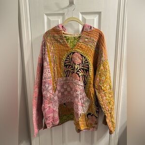 Reversible Floral Kantha Hoodie
